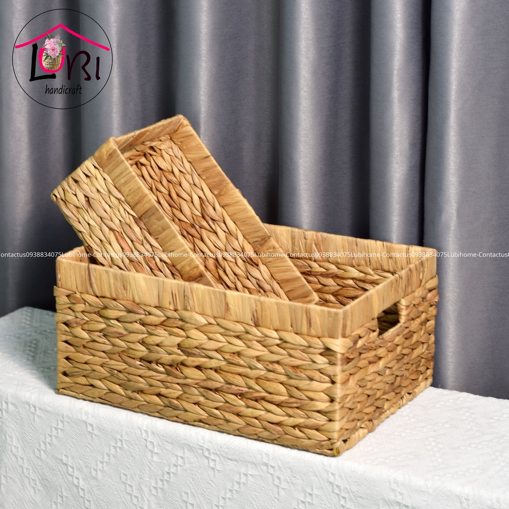 Lubihandicraft - Sọt đựng đồ đan lục bình miệng bo đôi - đơn giản, xinh xắn