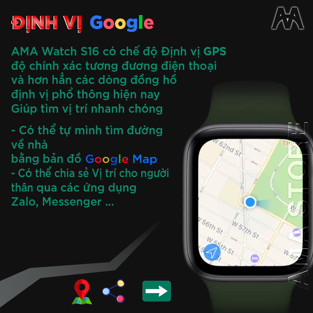 Đồng hồ gắn sim Thông minh Android Kết nối Wifi 4G Bluetooth có CHPlay camera xoay 180 mạng xã hội Za lo FB Tele xem phim giải tri choi game AMA Watch S16 Ram 2G bộ nhớ 32Gb Hàng chính hãng