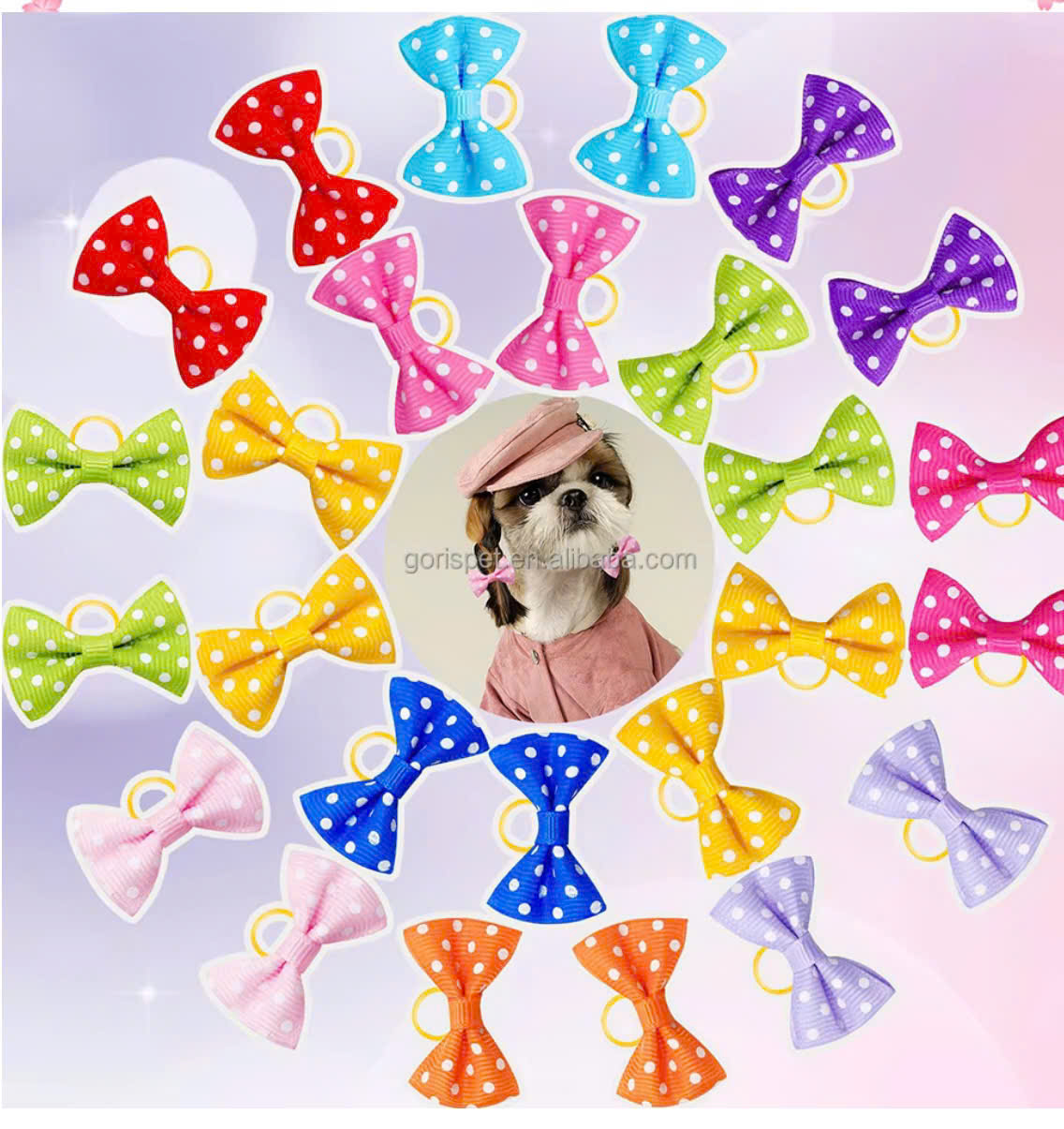 NƠ KẸP TÓC CÀI TÓC THỜI TRANG DỄ THƯƠNG CHẤM BI CHO THÚ CƯNG CHÓ MÈO