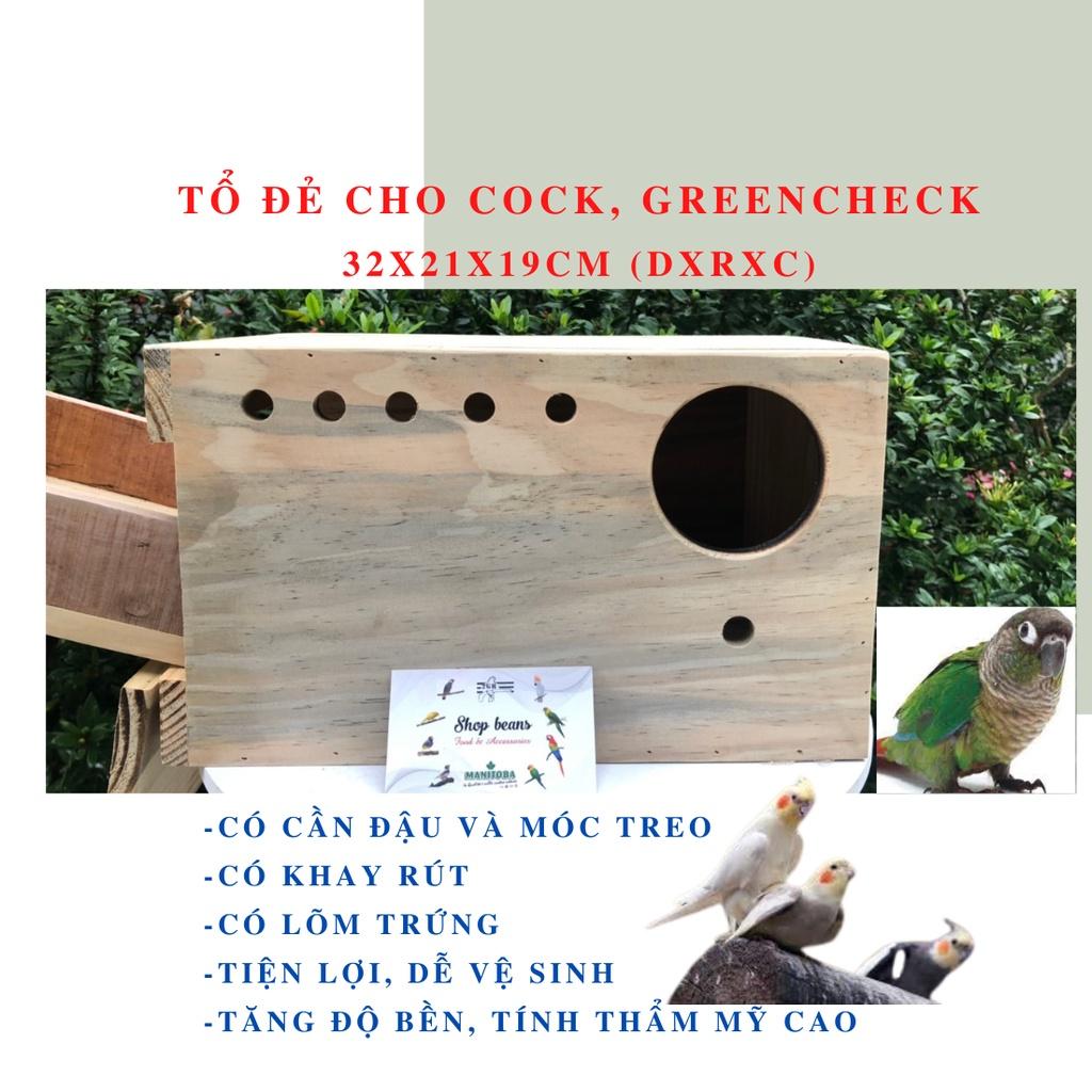 Tổ gỗ đẻ có hộc dành cho vẹt cock, greencheck
