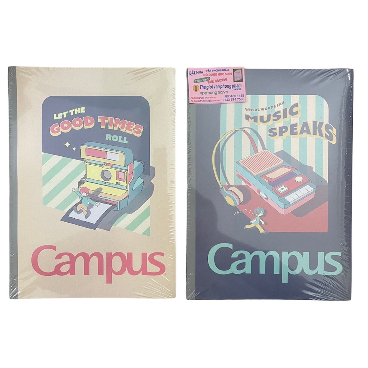 [MẪU MỚI 2023] Vở campus RETRO 200 trang dòng kẻ ngang có chấm - Mua 5 quyển tặng bút nhớ dòng