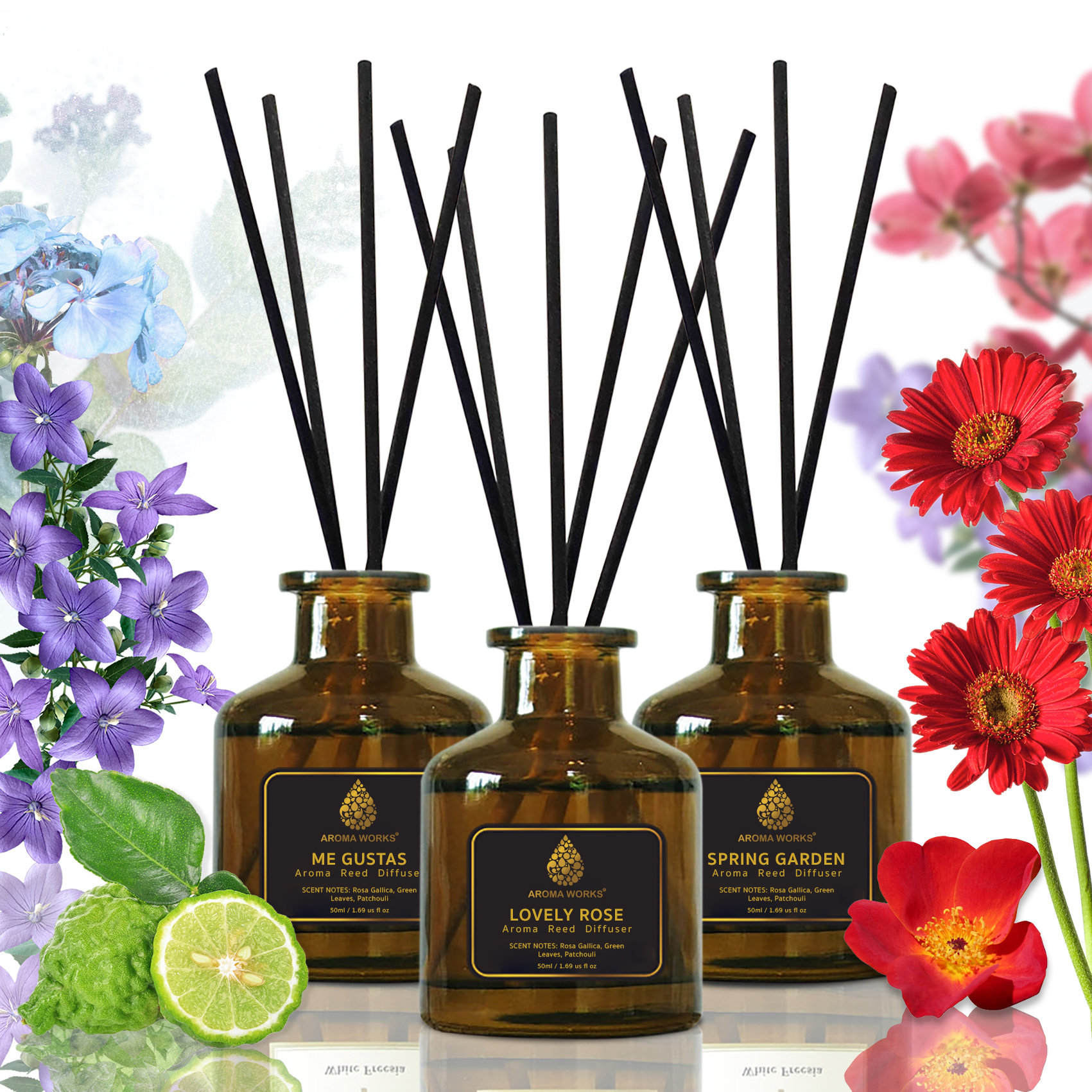 Tinh Dầu Tán Hương Thơm Phòng Cao Cấp Que Mây Aroma Works Reed Diffuser 130ml