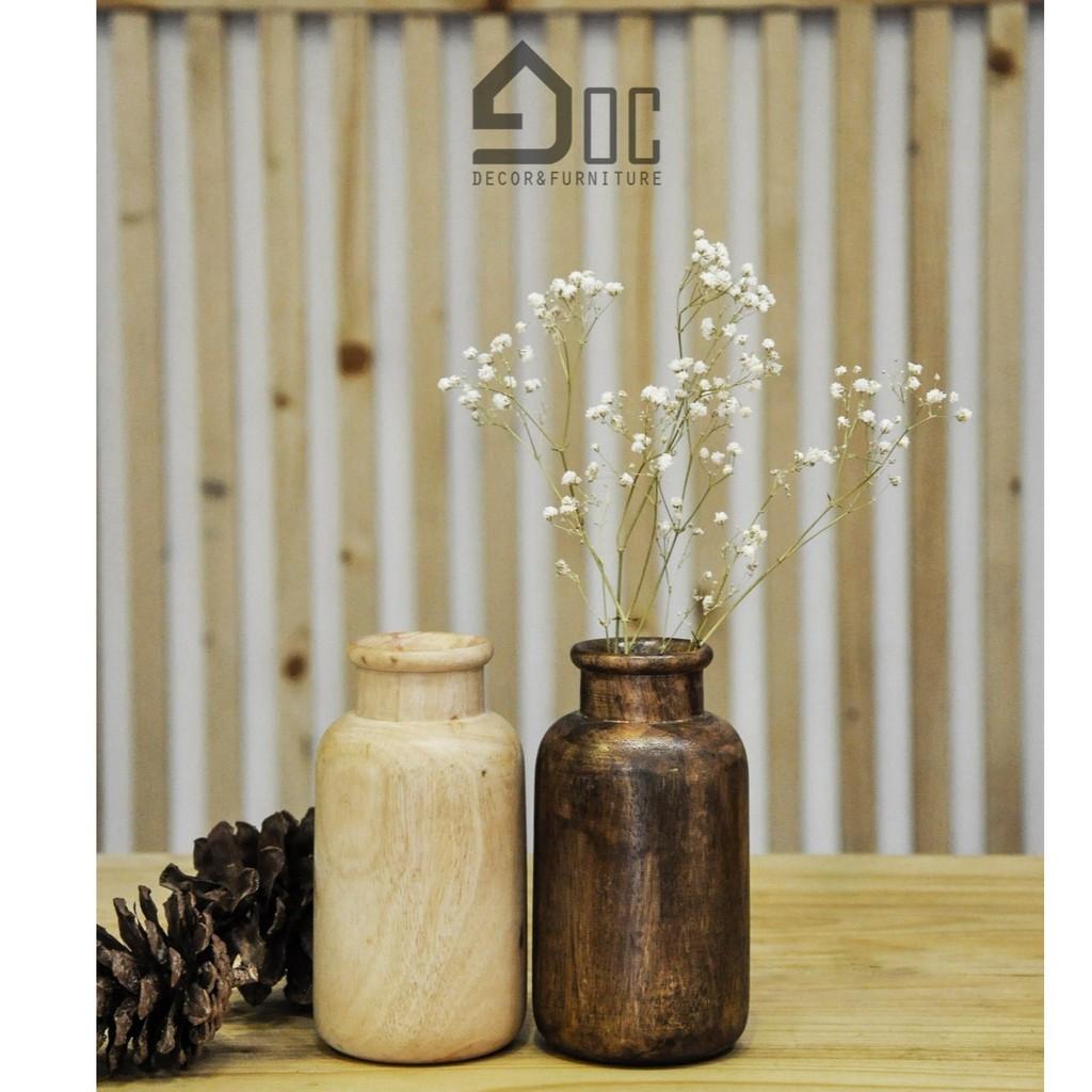 Lọ hoa gỗ đẹp, bình hoa bằng gỗ cắm hoa giả, hoa khô, hoa lụa Góc decor