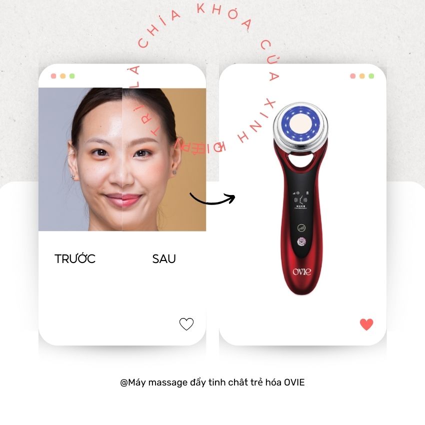 Máy massage mặt đẩy tinh chất XIAOMI OVIE giúp điện di trẻ hóa, nâng cơ mặt, chăm sóc da mặt và mắt có đèn LED sinh học