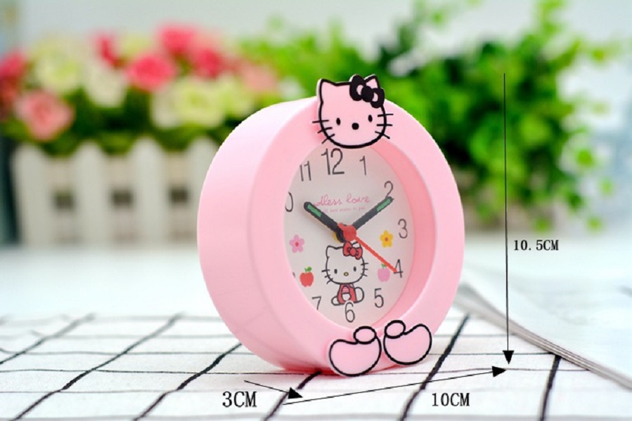 Đồng Hồ Để Bàn Hello Kitty Siêu Dễ Thương - Màu Ngẫu Nhiên (Hồng Cánh Sen Và Xanh Dương)