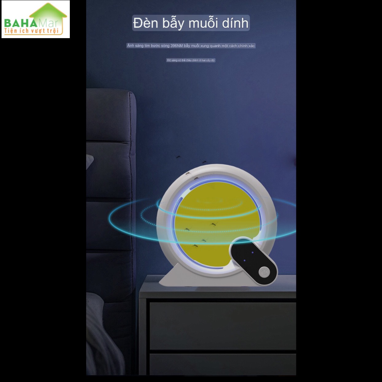 ĐÈN DIỆT MUỖI DÍNH ĐA NĂNG THU HÚT BẰNG ÁNH SÁNG  &quot;TAMITECHMART&quot; Độ sáng có thể điều chỉnh 2 cấp độ, Bẫy muỗi diện rộng không có góc chết