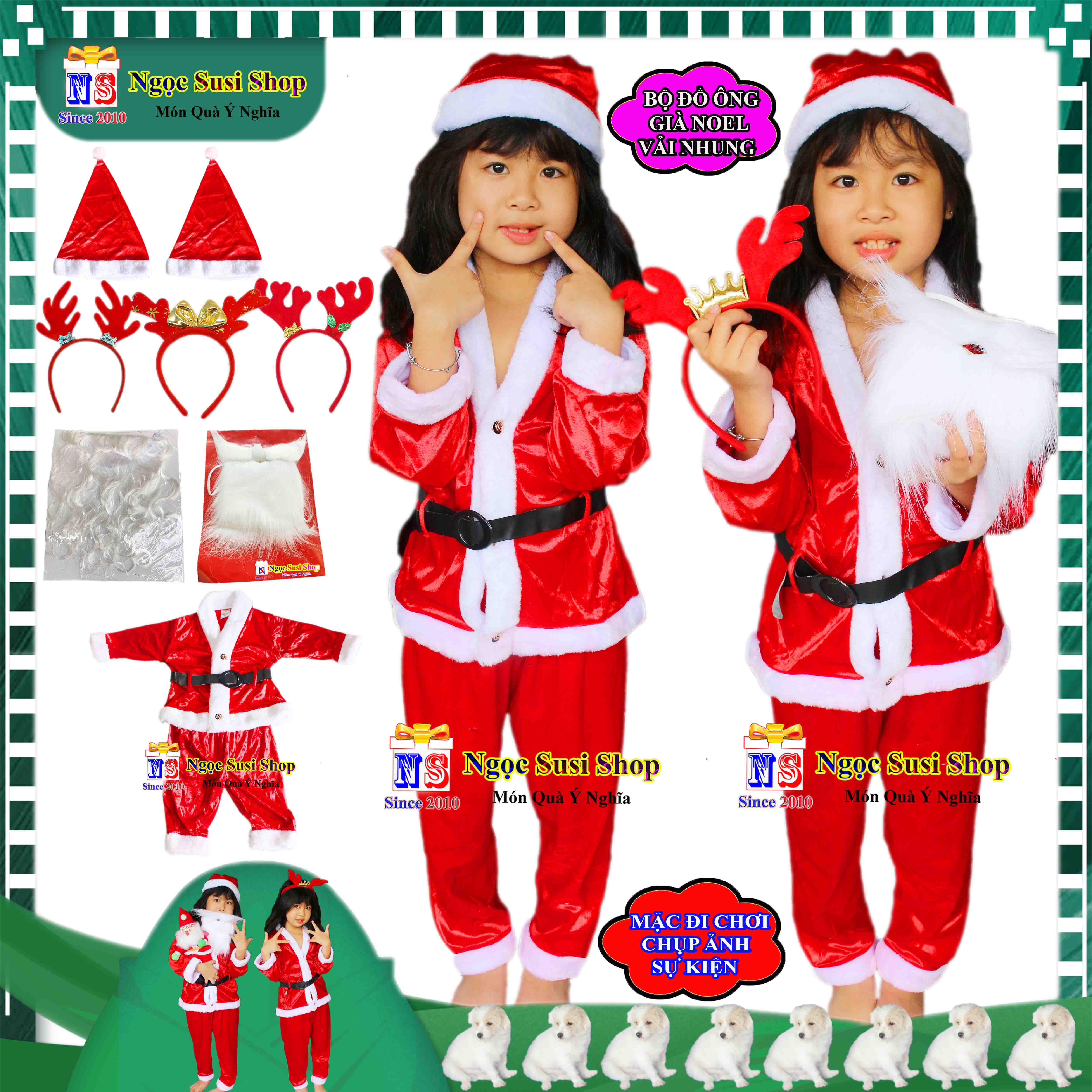 TRANG PHỤC ÔNG GIÀ NOEL CHO BÉ CHẤT VẢI NHUNG RẤT MỊN TỪ 1 - 10 TUỔI QUẦN ÁO NOEL MẶC ĐI CHƠI SỰ KIỆN CHỤP ẢNH SIÊU CƯNG