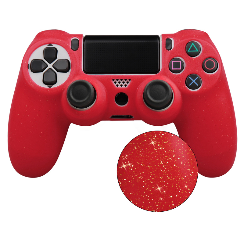 Vỏ bảo vệ bằng silicon mềm lấp lánh lấp lánh cho tay cầm điều khiển trò chơi PS4 Vỏ bọc da cần điều khiển cho PLAYSTATION 4 Màu sắc: Vàng lấp lánh Đỏ