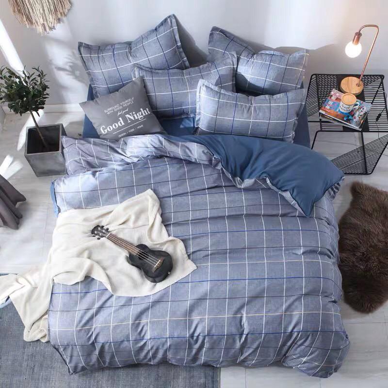 BỘ CHĂN GA GỐI POLY COTTON KẺ HỒNG