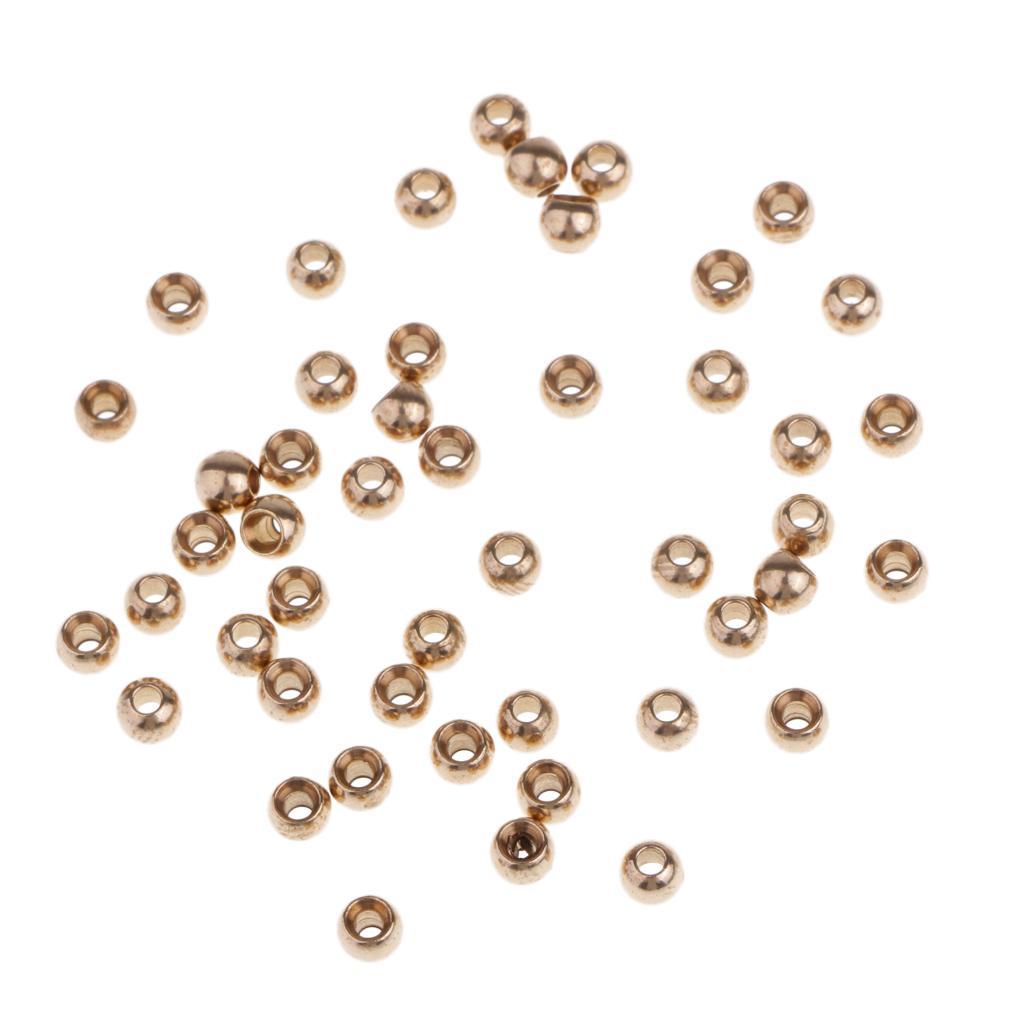 Set of 100pcs Fly Tying Beads Brass Beads Head Fly Fishing Nymph Head Ball Beads
