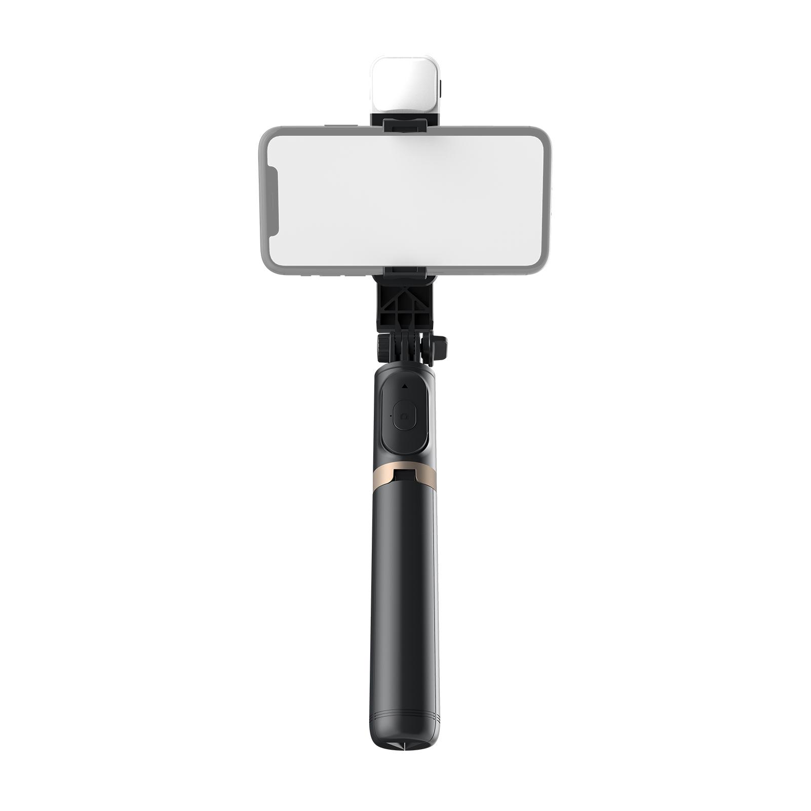 Aluminum Alloy Wireless BT Remote Control Selfie Stick Multifunctional Portable Tripod Stand with Fill Light for Selfie