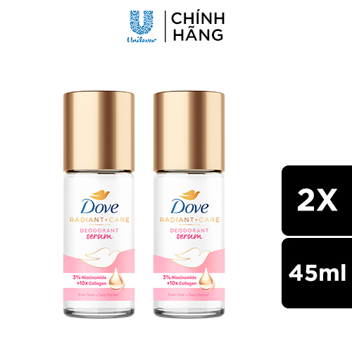 Combo 2 Lăn ngăn mùi tinh chất serum cao cấp Dove dành cho nữ với 3% Niacinamide mờ thâm thu nhỏ lỗ chân lông 45ml