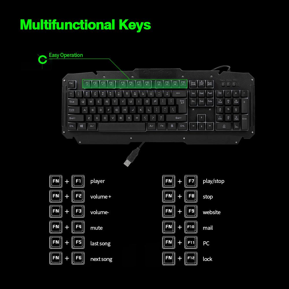 Bàn phím có dây USB Rainbow Backlit với Bảng điều khiển bằng kim loại Các phím treo cho máy tính PC