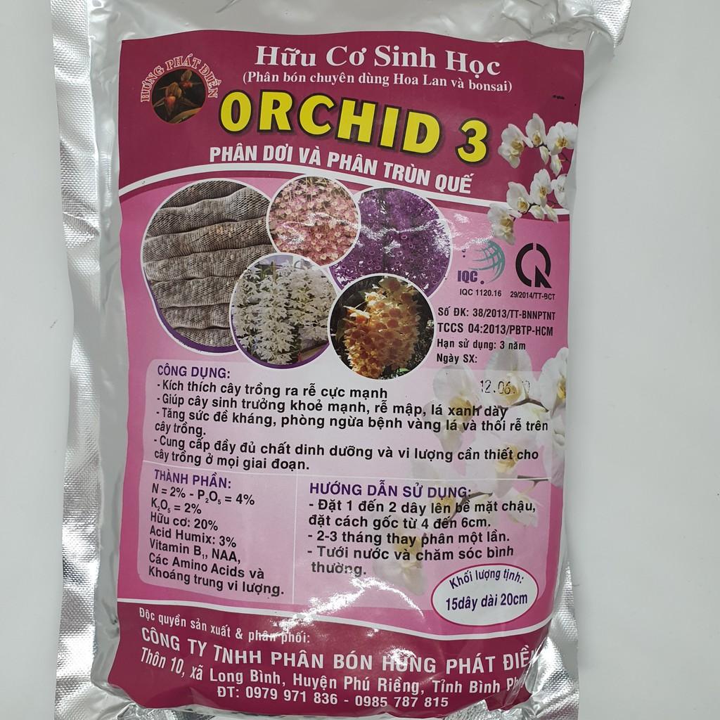 Phân túi lưới hữu cơ sinh học Orchid 3 Phân dơi và phân trùn quế - 1 gói 15 dây 20cm