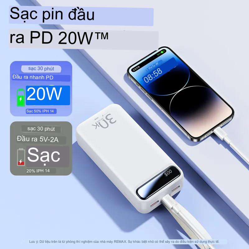 Pin Sạc Dự Phòng Sothing Remax RPP 522 30000mAh 2 Cổng USB, 1 Cổng Type-c Sạc Nhanh PD QC3.0 max 22.5W- Hàng Chính Hãng