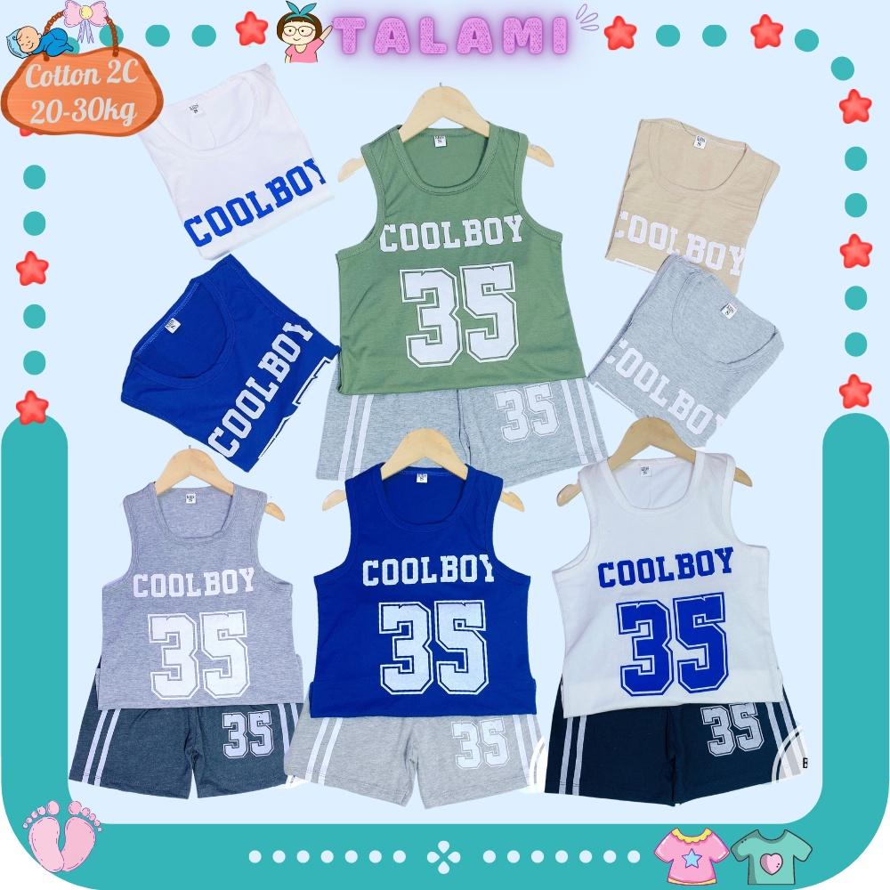 Đồ bộ thể thao sát nách bé trai hình số 35 Coolboy chất cotton 2 chiều giá rẻ cho bé 20-30kg