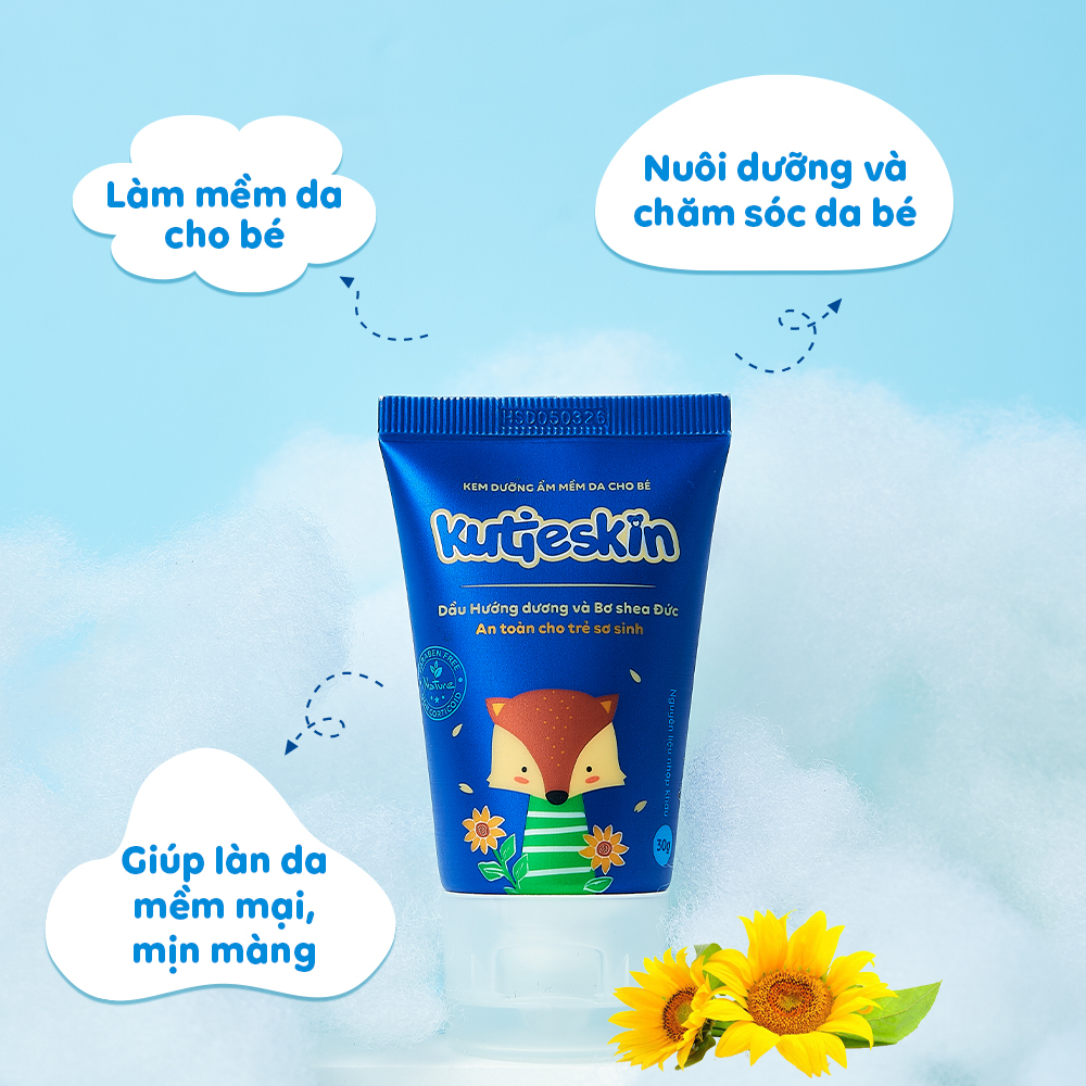 Kem dưỡng ẩm mềm da Kutieskin 30gr là sản phẩm chuyên biệt dành riêng cho trẻ sơ sinh và trẻ nhỏ