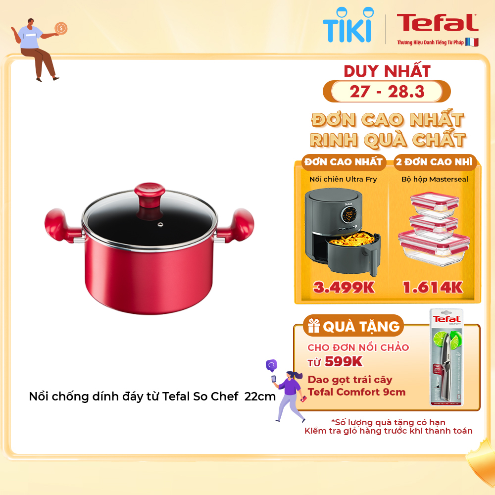 Nồi chống dính đáy từ Tefal So Chef G1354595 22cm - Hàng chính hãng