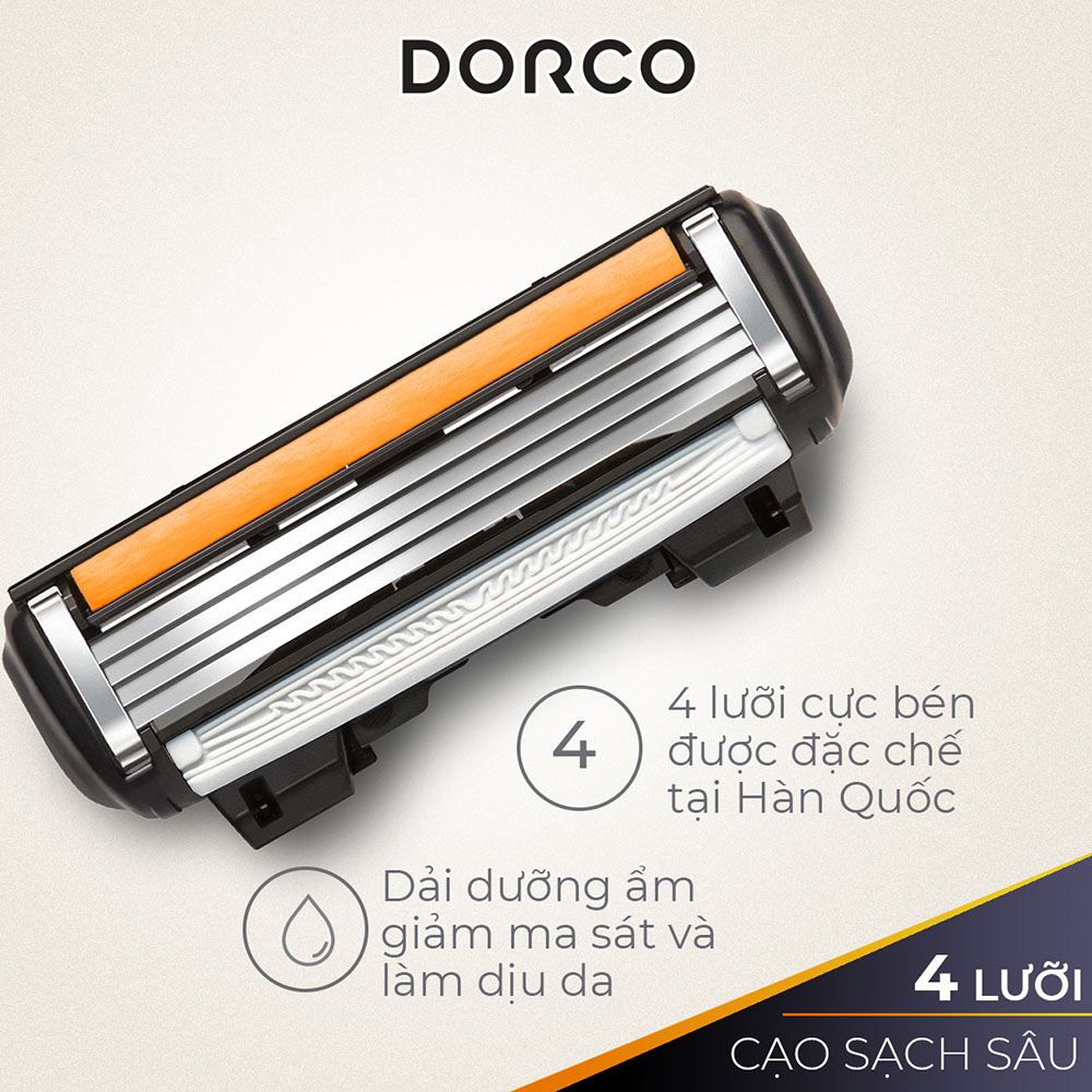 Vỉ 04 Đầu Cạo Râu 4 Lưỡi Dorco Pace 4 FRA 1040-4B