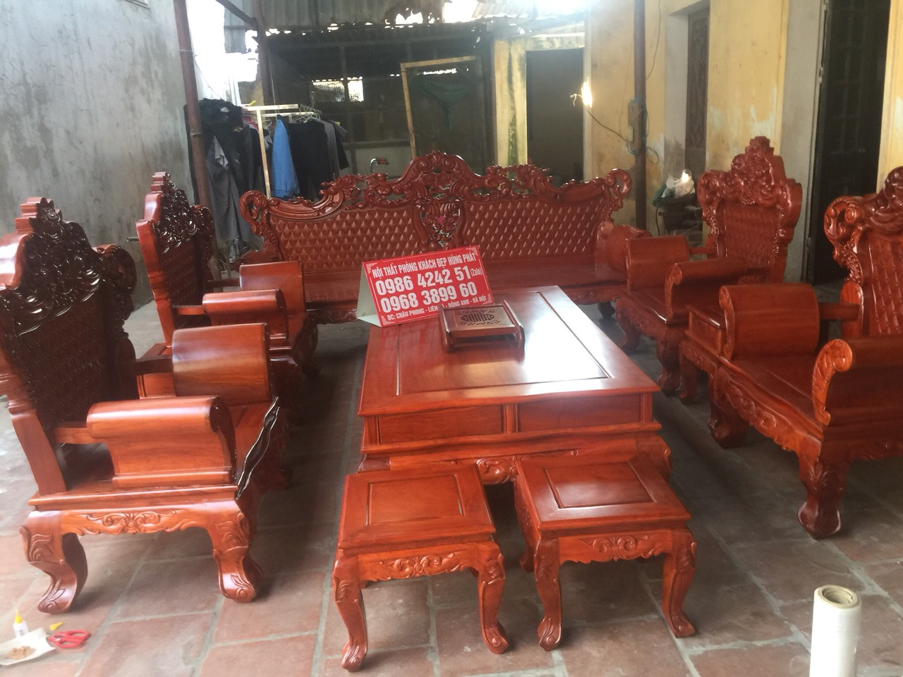 Bộ bàn ghế Hoàng Gia gỗ hương đá