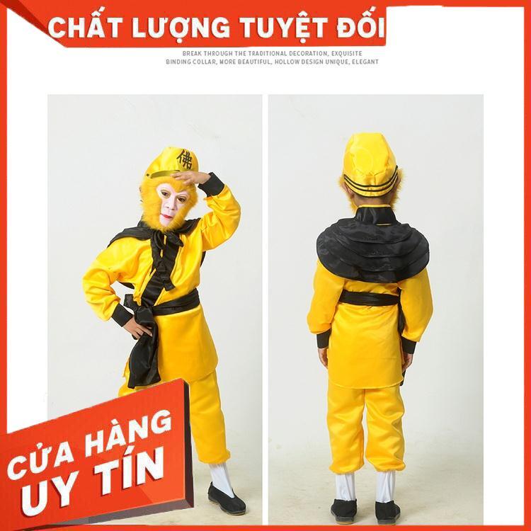 Bộ đồ Tôn Ngộ Không trẻ Em bản màu vàng đầy đủ Ảnh Thật