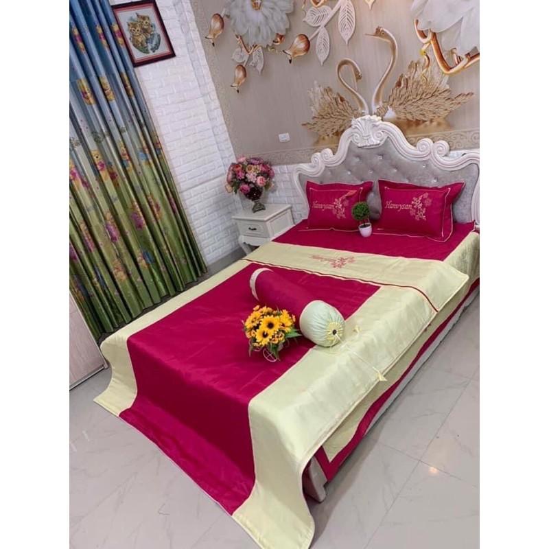 Set 5 món chăn ga gối satin cao cấp