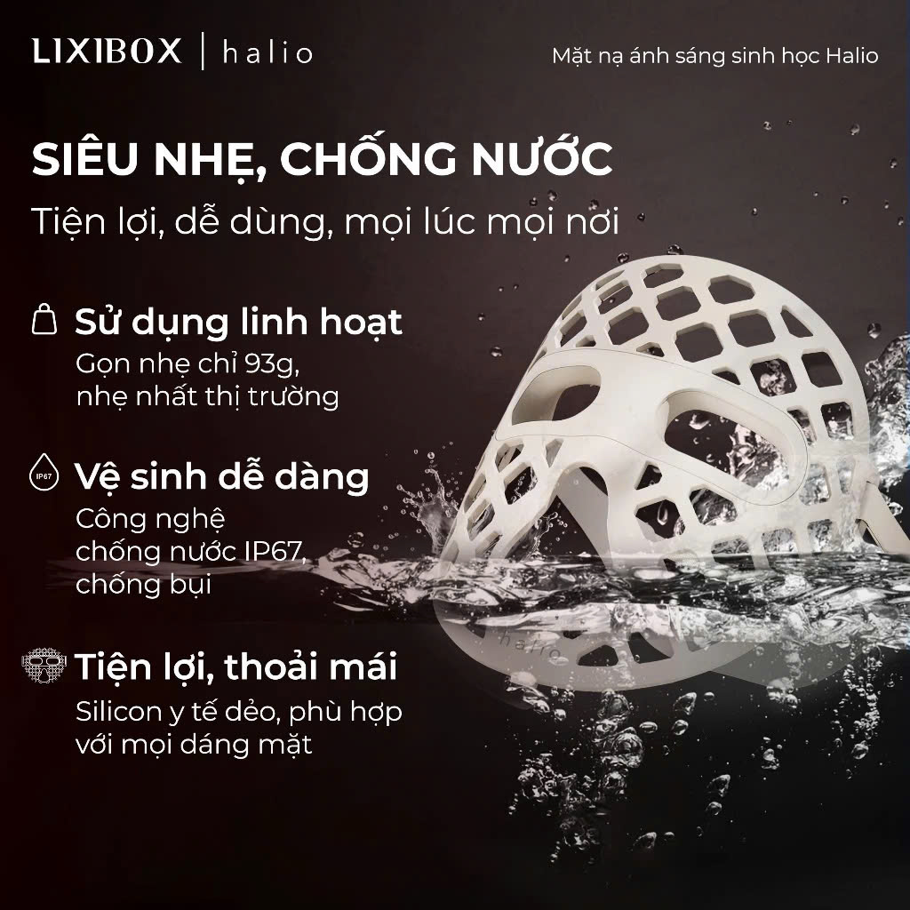 Mặt Nạ Ánh Sáng Halio PureGlow Ultralite Silicone LED Face Mask - Hàng Chính Hãng