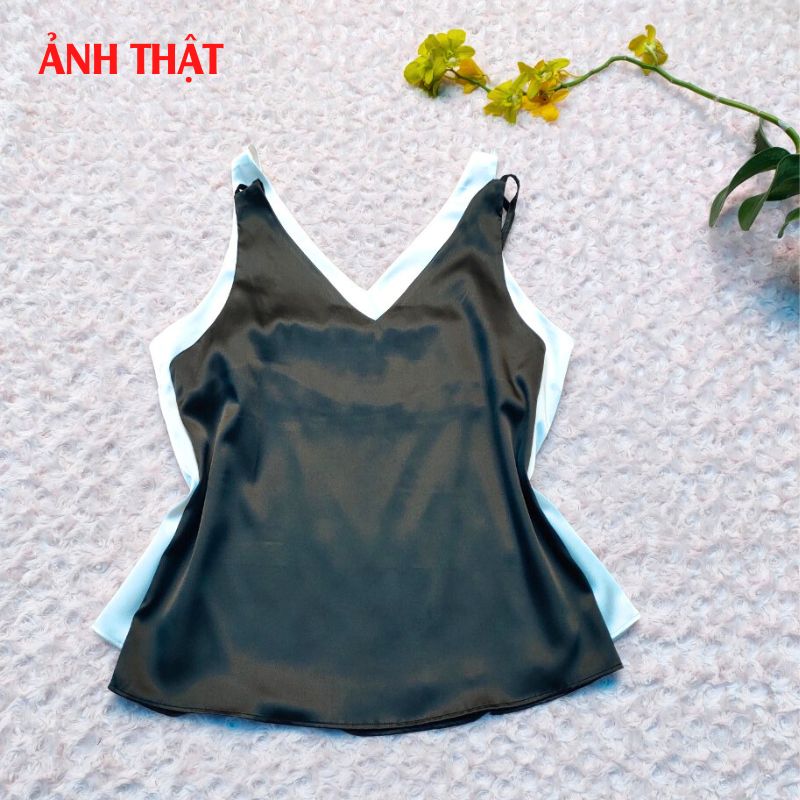 Áo Hai Dây Cổ Tim Mặc Trong Vest blazer kiểu nữ freesize (40-65kg) Vải Lụa Satin Mịn ,Thoáng Mát New Design AO0003