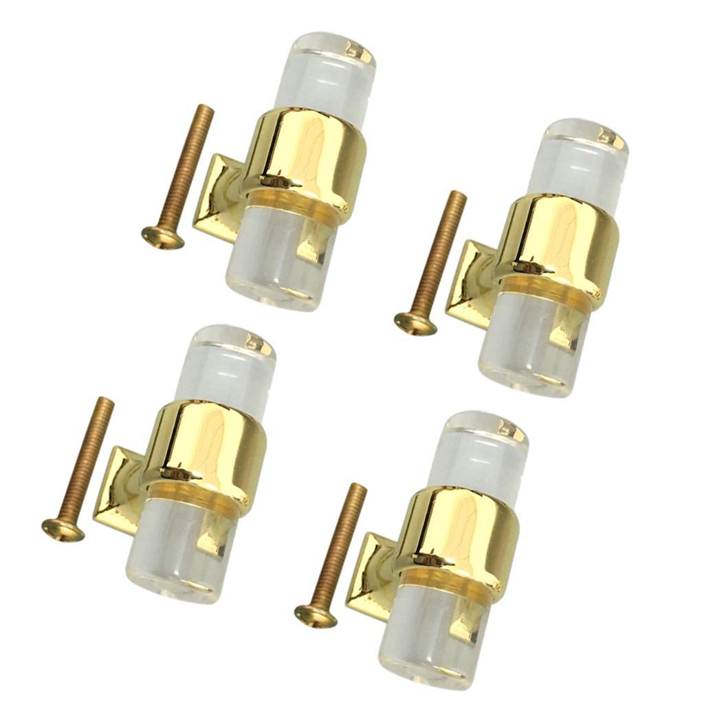 4Pcs Acrylic Door Pull Knob Drawer Cupboard Handle Home Decorative Gold