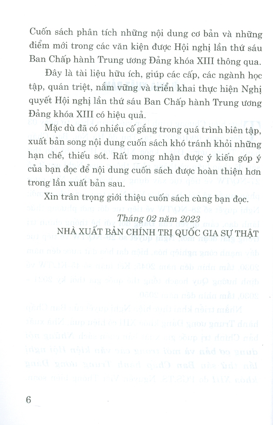 Những Nội Dung Cơ Bản Và Mới Trong Các Văn Kiện Hội Nghị Lần Thứ Sáu Ban Chấp Hành Trung Ương Đảng Khóa XIII