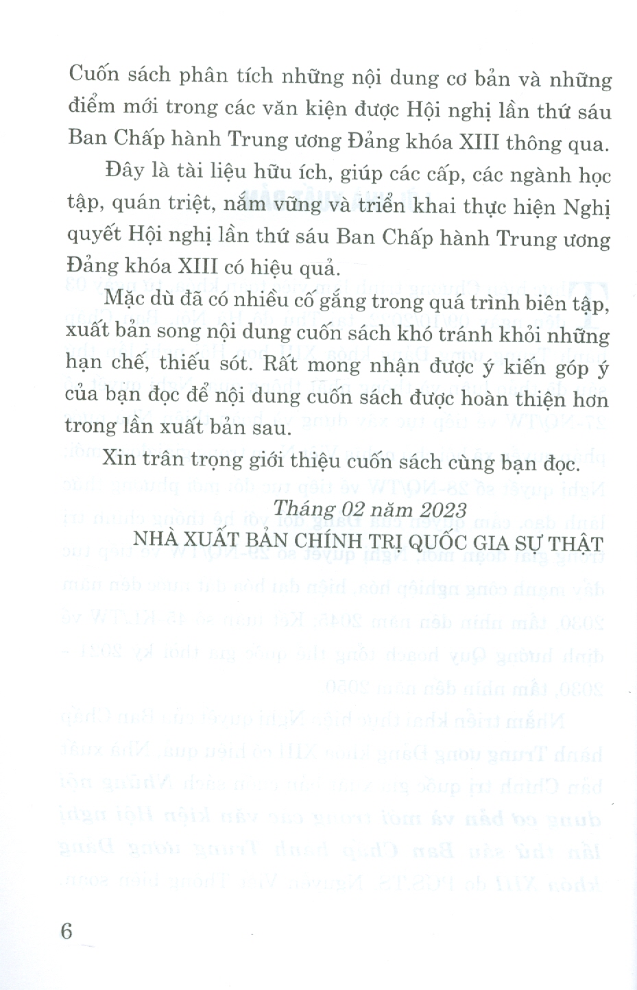 Những Nội Dung Cơ Bản Và Mới Trong Các Văn Kiện Hội Nghị Lần Thứ Sáu Ban Chấp Hành Trung Ương Đảng Khóa XIII