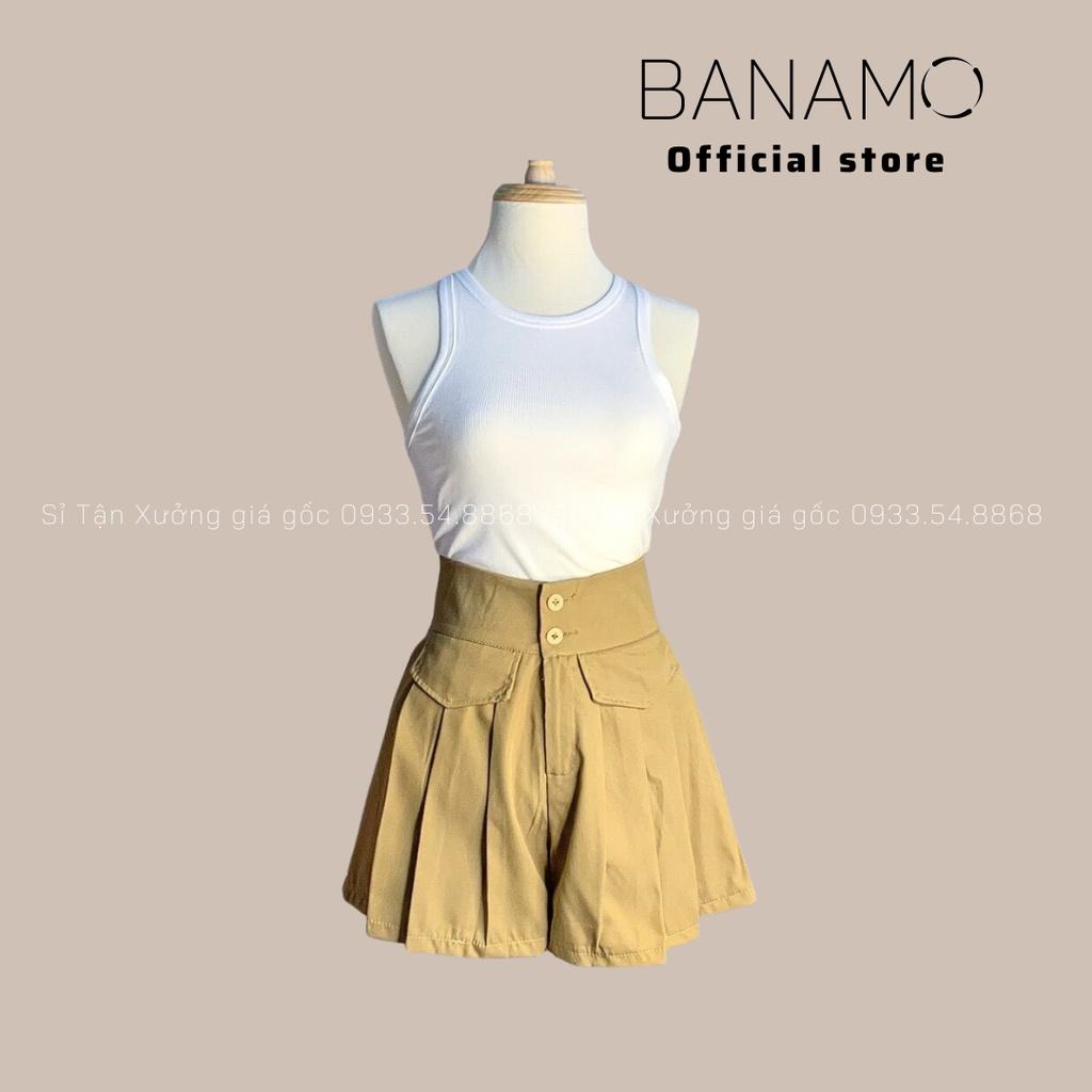 Quần short nữ túi nắp 2 khuy hàng thiết kế siêu đẹp thời trang Banamo Fashion short nữ túi nắp 2 khuy chất kaki 682