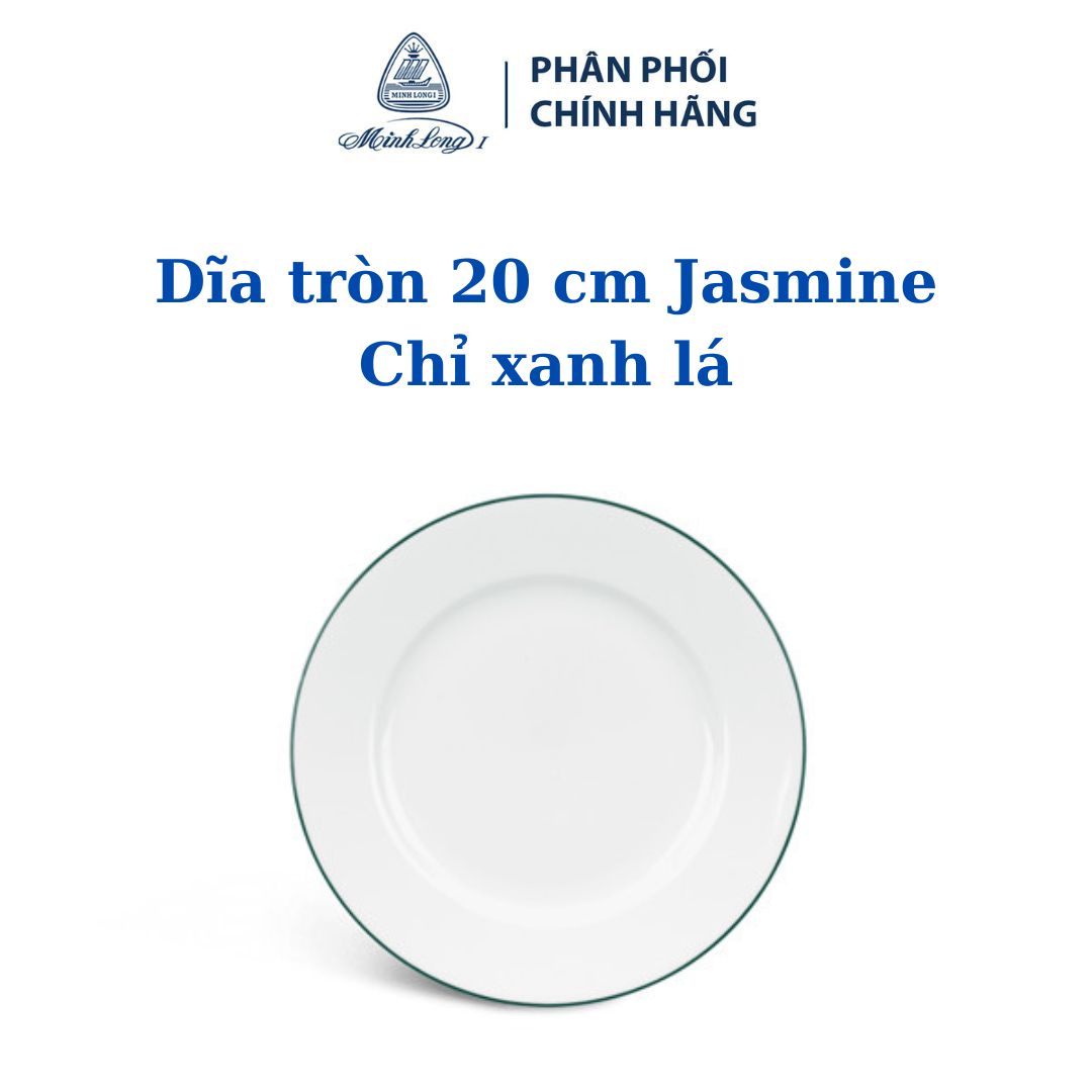 Dĩa tròn 20 cm - Jasmine - Chỉ xanh lá - Gốm sứ cao cấp Minh Long 1