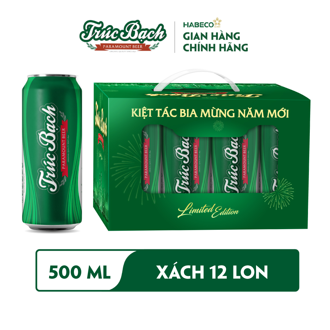 Bia Trúc Bạch - Thùng 12 lon 500ml - Phiên bản Tết