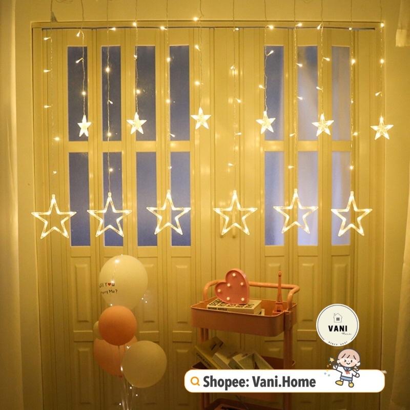 Dây đèn led hình ngôi sao trang trí lều, rèm - Dây đèn chớp trang trí quán cafe, decor phòng khách phòng ngủ Noel Tết.