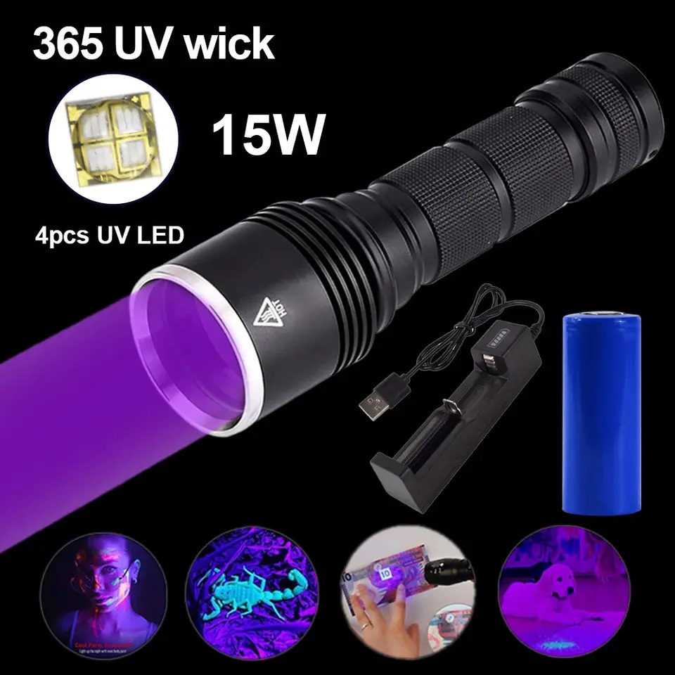 Đèn pin sạc cầm tay tia cực tím (UV) cao cấp Terino D113-UV (365nm, 15W)- Hàng chính hãng