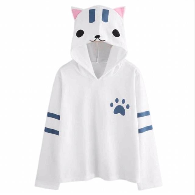 Áo hoodie nữ in hình mèo đáng yêu