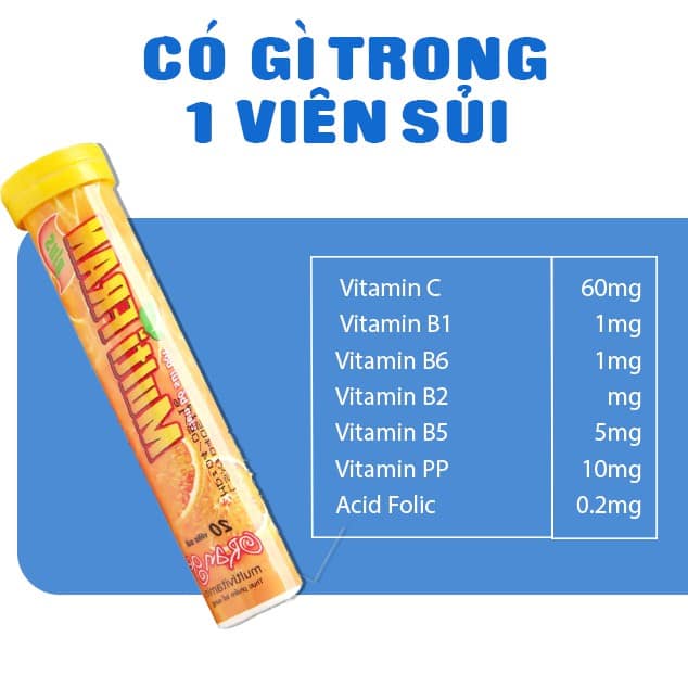 Viên sủi Multi Fran hương vị cam Hadiphar