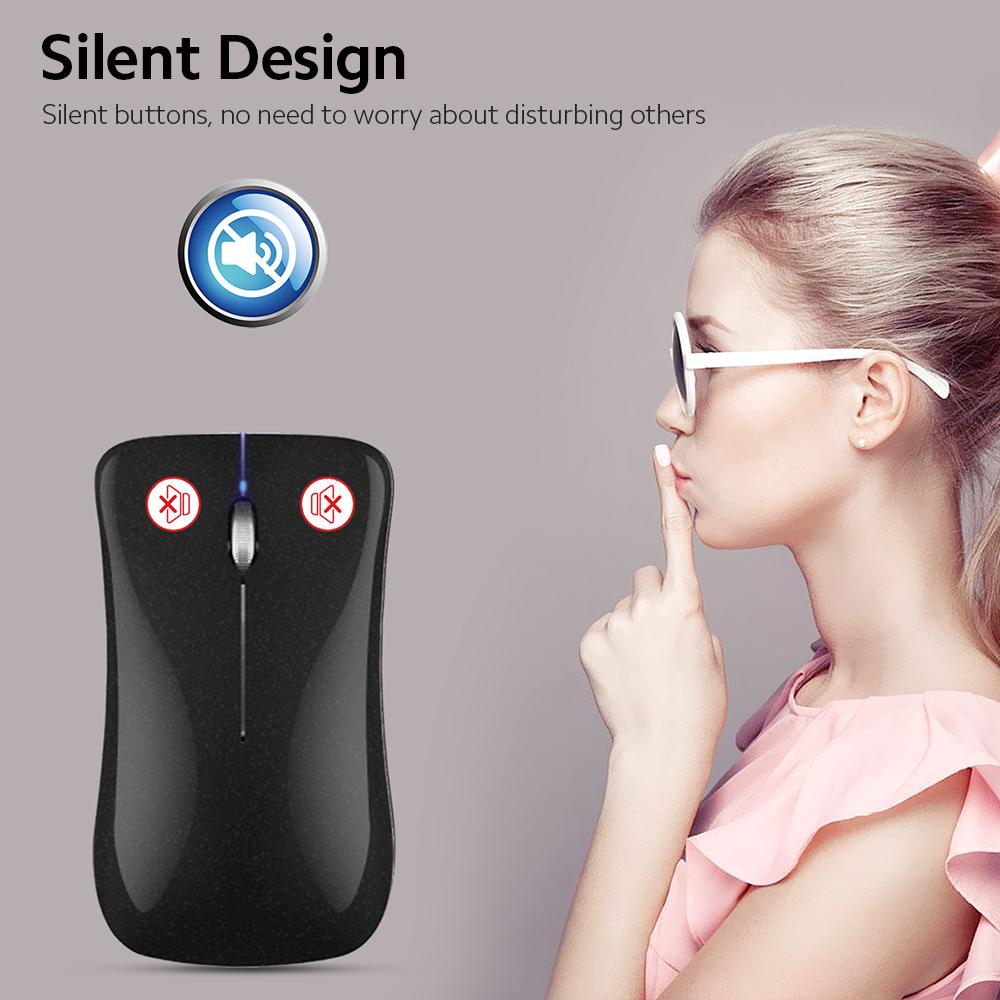 HXSJ T23 Wireless Mouse 2.4G+BT3.0+BT5.0 3-mode Ergonomic Mouse Built-in 400mAh Rechargeable Battery for PC Laptop Black