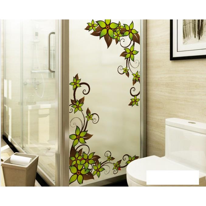 Decal Dán Kính Cao Cấp - Hoa Dây Leo Xanh Lá Đậm