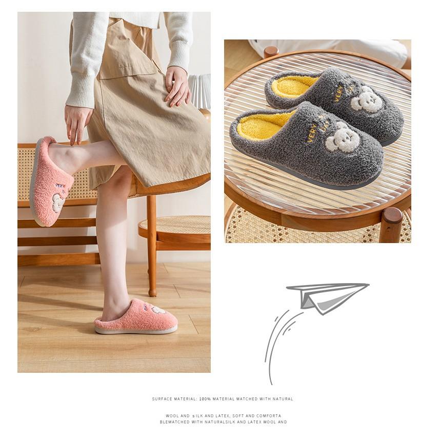 Dép sục bông unisex đi trong nhà họa tiết Gấu kute đi cực ấm chân cho mùa đông phong cách ulzzang Hàn Quốc siêu Hot TH66