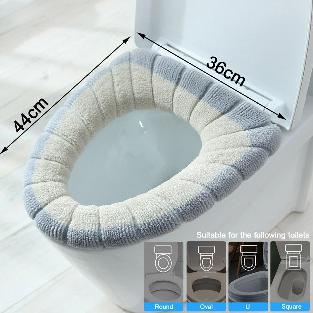 Washable Toilet Seat Case Cover Mat Set Warmer Universal Soft Bathroom Toilet Seat Cushion Cover Closestool Seat Case Lid Covers