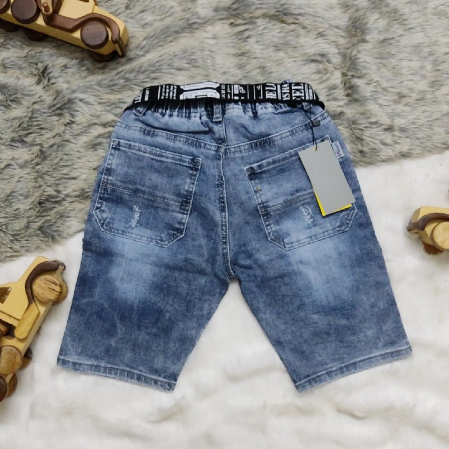 Q00000120 Quần jean lửng kèm nịt cao cấp bé trai, jean co giãn, wax nhẹ từ 6-12 tuổi
