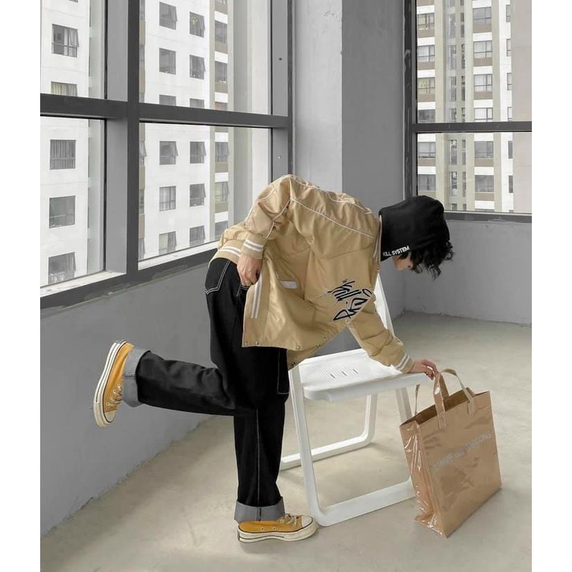 Áo khoác dù kill system tay phối năng động trẻ trung cá tính,Áo khoác dù bomber jacket Kill System Unisex Nam Nữ chống nắng tốt,Áo Khoác Dù BomBer, Phối Cúc Bấm Thời Trang in Họa Tiết Trẻ Trung Năng Động