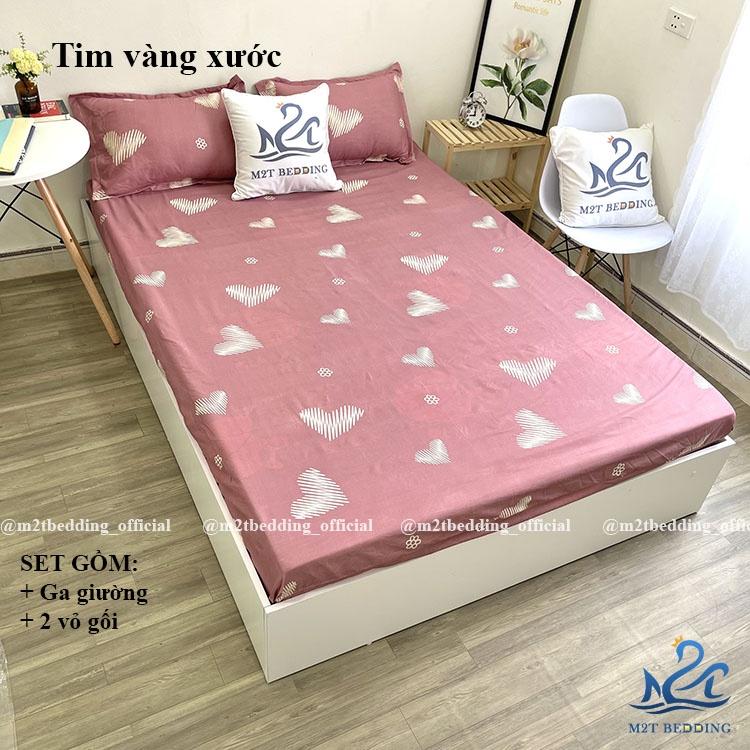 Bộ 3 món ga gối Cotton Poly M2T bedding Hàn Quốc drap giường và 2 vỏ gối