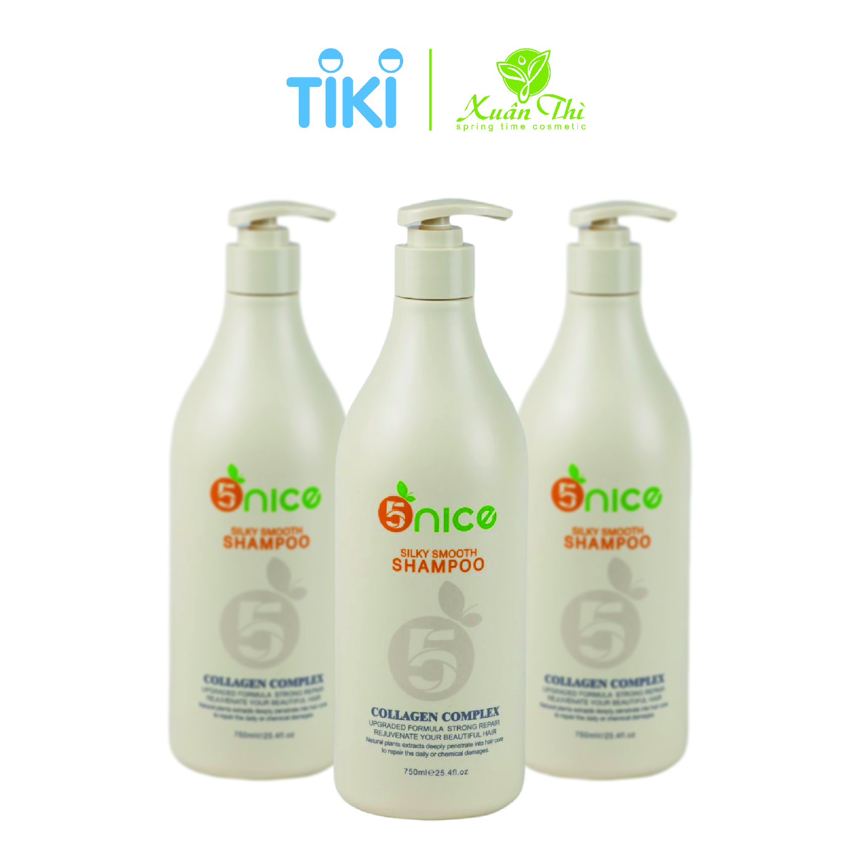 Bộ gội xả ngăn gàu collagen keratin dưỡng tóc hư tổn 5NICE – 750ml