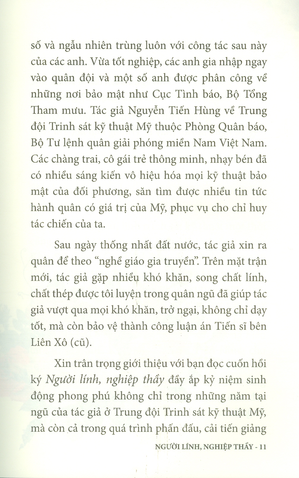 Người Lính, Nghiệp Thầy (Bản in màu)