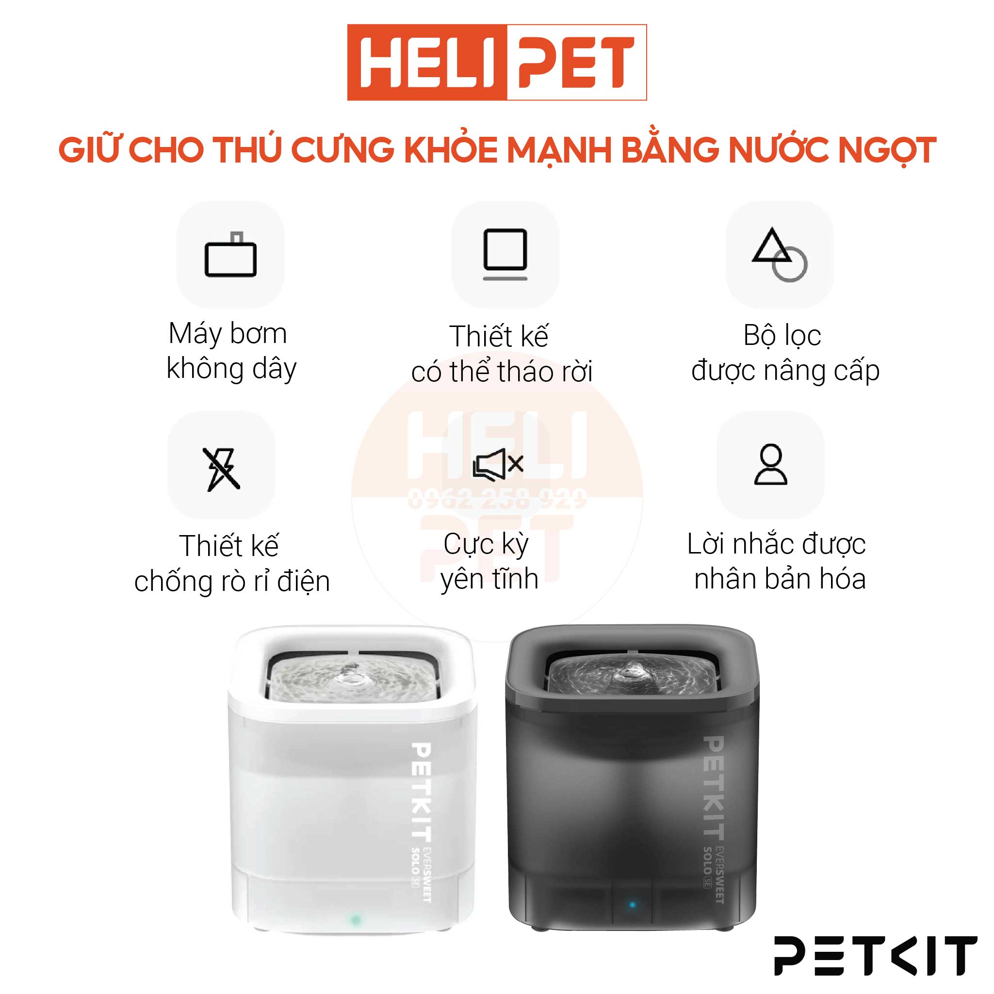 Máy Lọc Nước Cho Mèo Thông Minh, Bơm Không Dây Petkit EVERSWEET SOLO SE - HeLiPet