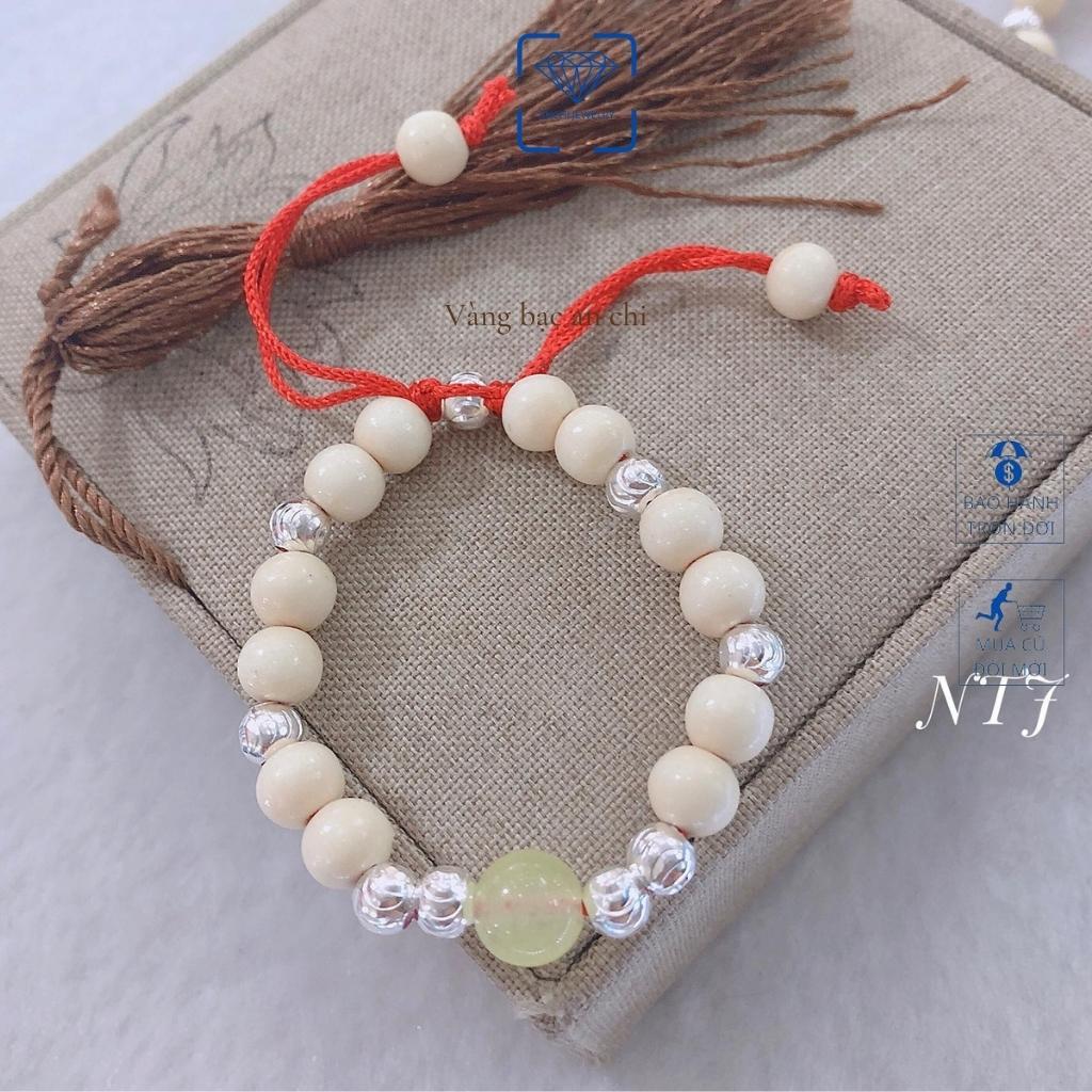 Vòng dâu tằm bi bạc đá phong thủy cho bé, người lớn đều đeo được, trang sức Anchi jewelry