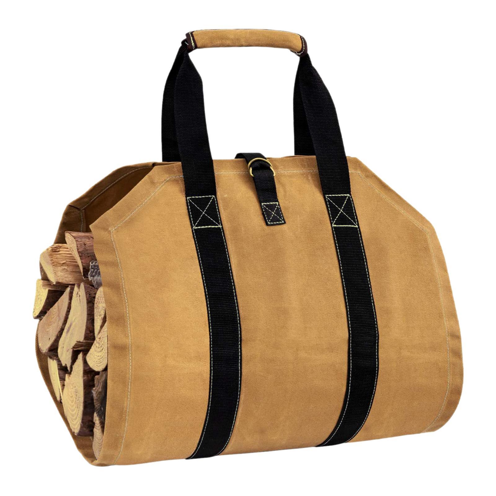 Durable Firewood Carrier Log Tote with Handles Wood Holder Woodpile Rack Carrier Firewood for Outdoor Indoor BBQ Barbecue